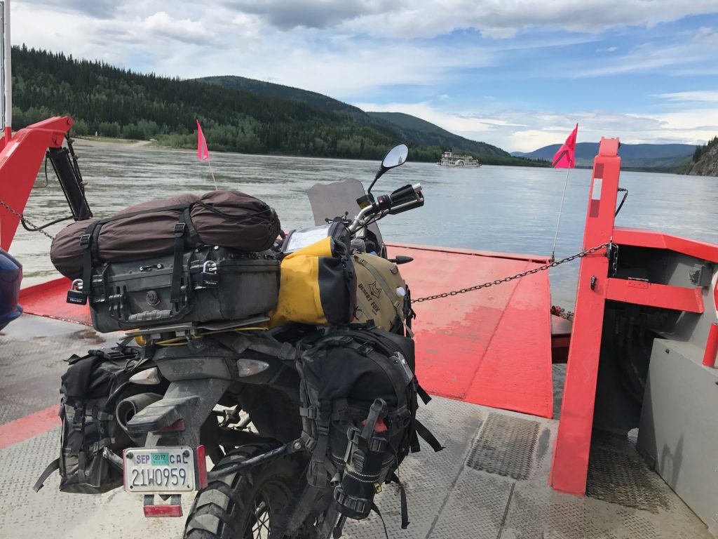 Ferrying across the river to leave Dawson City