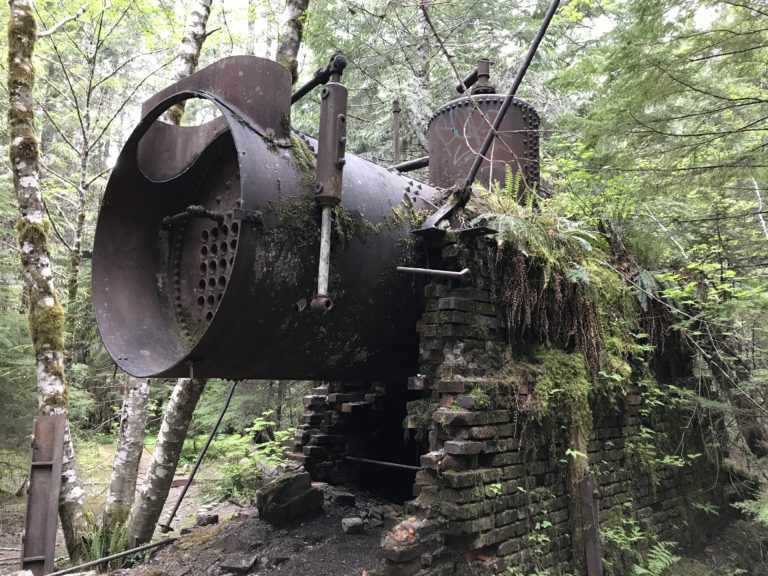 Old steam engine and mining equipment at Opal Creek, OR